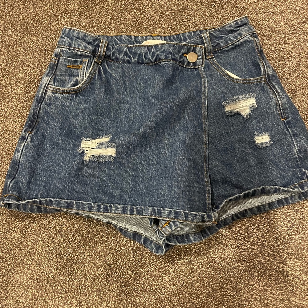 Distressed Denim Skort